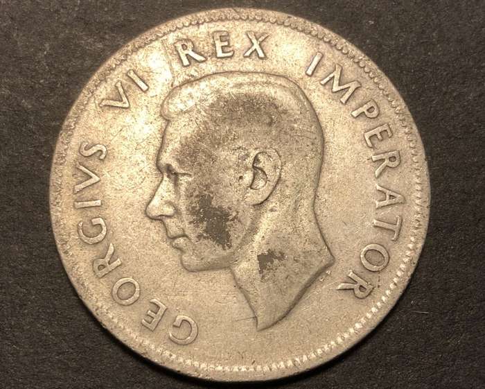 1942 SA Union 2 ½ shillings (half crown) silver coin