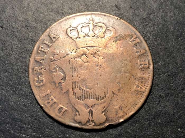 Rare 1796 Portuguese 20 Reis large Crown-sized copper coin - Queen Mary I