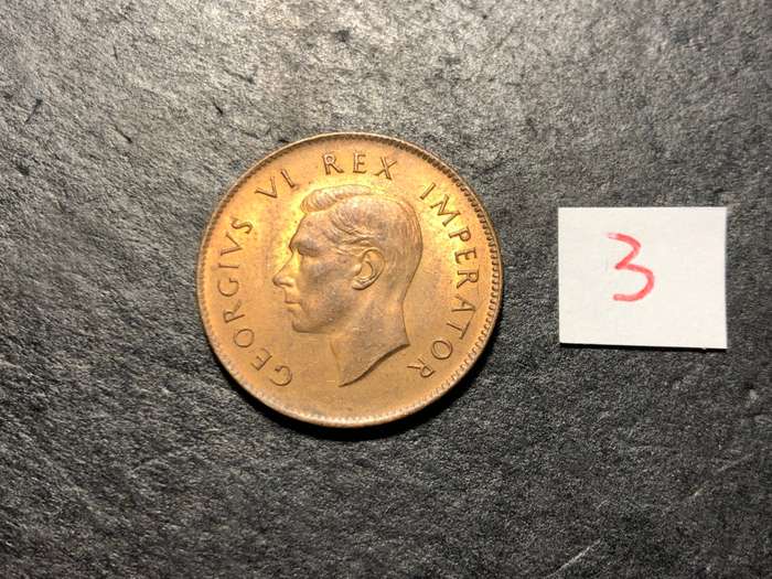 Excellent AU+/UNC 1942 Bronze 1/4 penny coin - Red colour variety - Lot 3 of 6