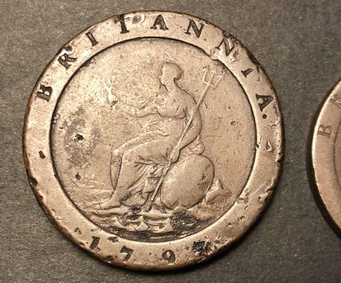 Rare 1797 Copper Cartwheel 1 & 2 penny coins - King George III