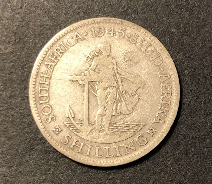 Scarce 1945 SA Union silver shilling coin -  Only 54,266 Minted - Nice 80% silver filler