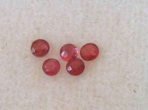 5 pieces Rubies 2.00mm round faceted T.W. 0.29ct. price per one stone