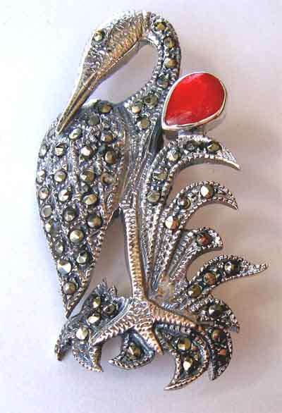 Sterling Silver '' fishing bird'' Brooch
