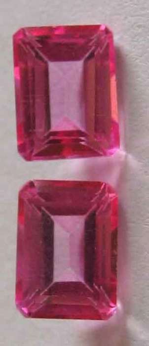 1 lot, 2 pieces of 8.00 x 6.00 mm emerald cut Pink Quartz, T. W. 4.25 ct