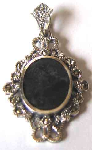 Sterling Silver, Marcasite  and Black Onyx - Pendant