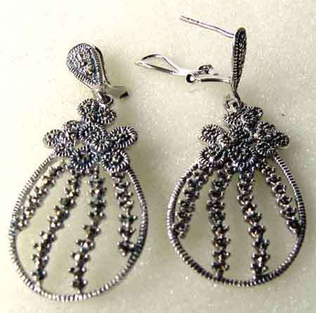 Solid- Sterling Silver and Marcasite Earrings.