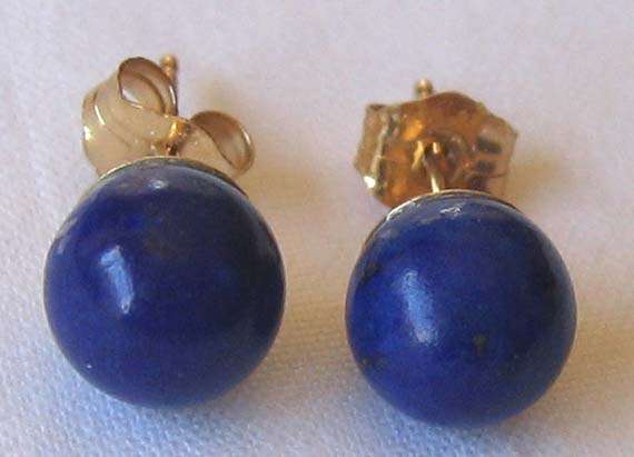 A Pair of 14K Solid Gold and Genuine Lapis lazuli  Earrings/ studs.