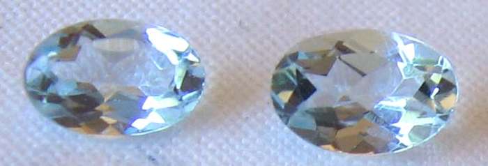 1 lot, 2 pieces of 6.00 x 4.00 mm Oval - faceted Aquamarines, T. W.  0.82 ct.