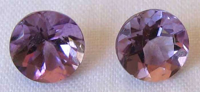 1 lot, 2 pieces of  5.90 mm Round -Faceted cut Amethysts, T. W. 1.52 cts.