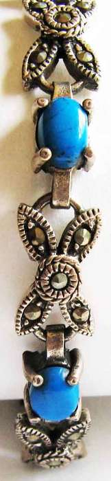 925 STERLING  SILVER, MARCASITE AND TURQUOISE BRACELET