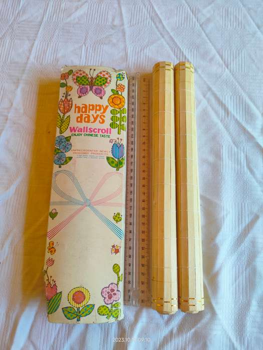 Stunning vintage chinese bamboo 1984 calendar scroll