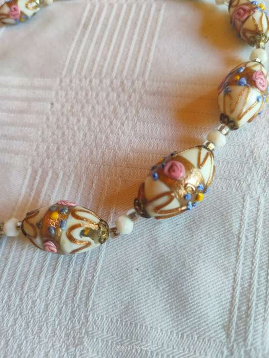 Stunning vintage 1950`s Murano wedding cake beads necklace