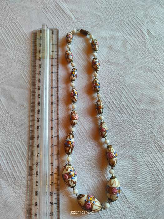 Stunning vintage 1950`s Murano wedding cake beads necklace