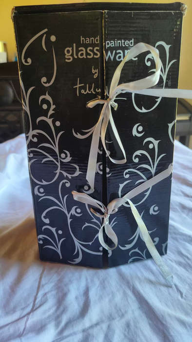 Beautiful high-end 21 birthday gift - hand painted glassware by Tallulah