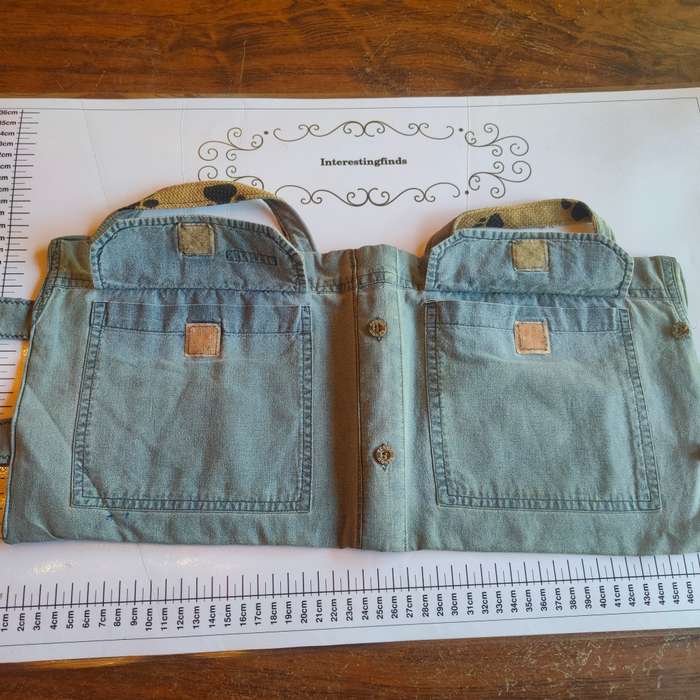Handcrafted denim phone and charger pouch - not a handbag.
