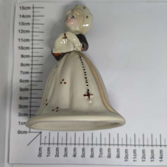 Vintage ceramic bell - victorian nun with bible