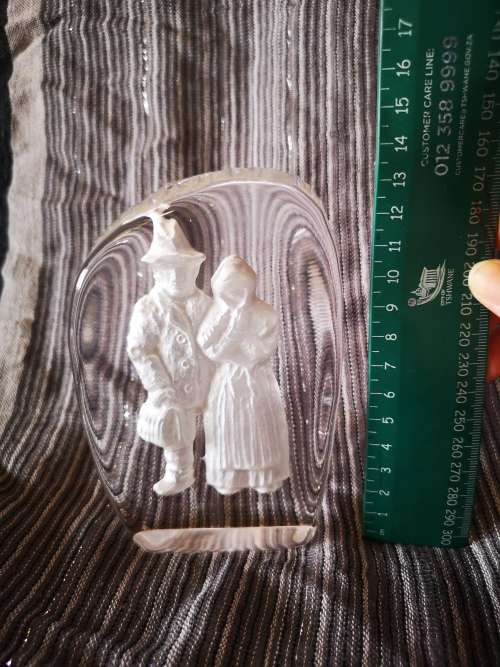 A gorgeous Hovmantorp deep etched glass/crystal paperweight.