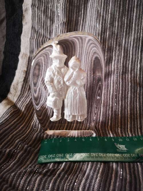 A gorgeous Hovmantorp deep etched glass/crystal paperweight.