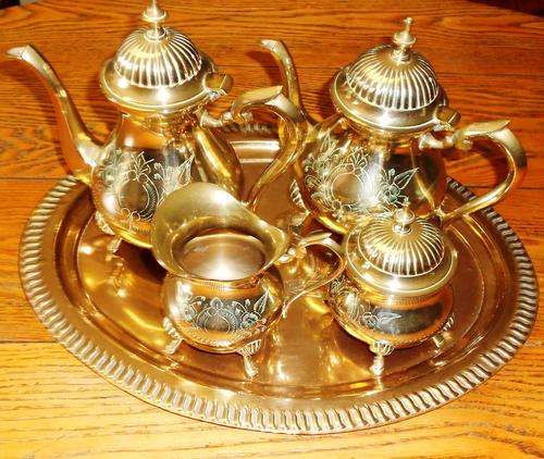 Silver Plated on brass Complete Tea Set On Tray