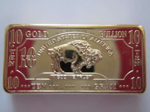 SMALL GOLD  BISON BAR 100 MILLS .999  FINE GOLD  10 G