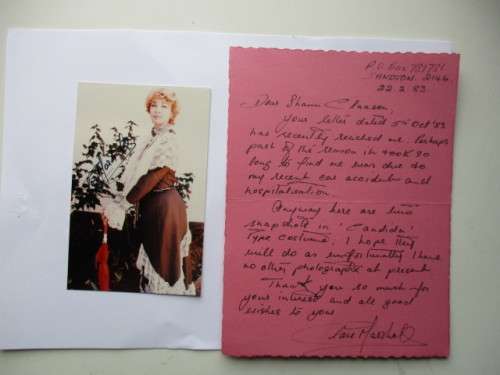 SIGNED AUTOGRAPHED CLAIRE MARSHALL LETTER AND SIGNED PIC
