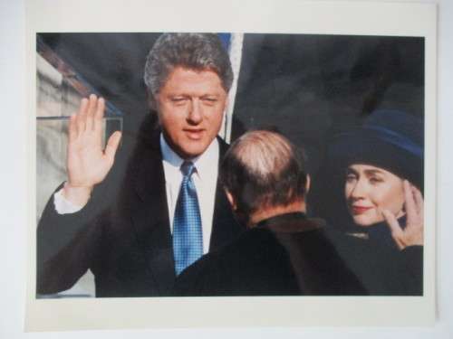 PHOTOGRAPH - BILL CLINTON SWORN IN AS PRESIDENT - A4 SIZE
