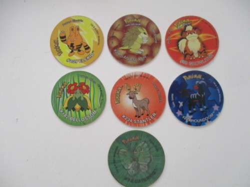 POKEMON 6 TAZOS AND 1 3D TAZO - 7 PIECES