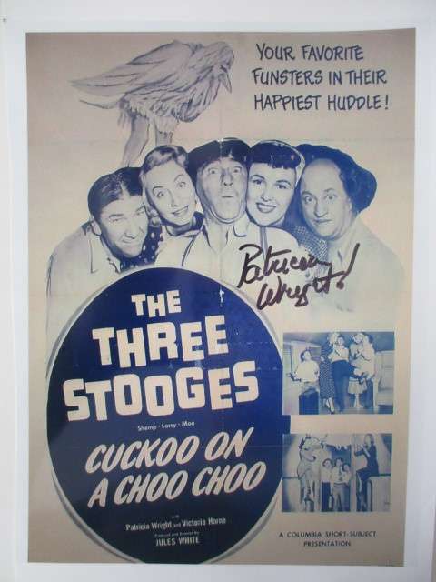 AUTOGRAPHED / SIGNED PATRICIA WRIGHT - ACTED IN THE 3 STOOGES A4 SIZE