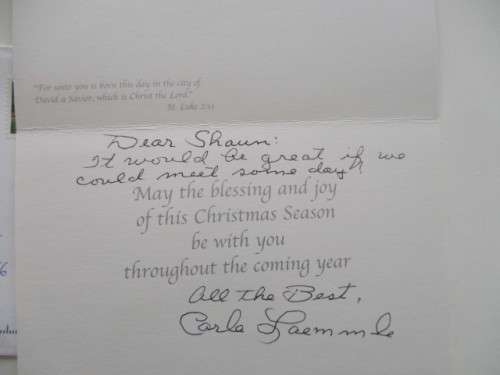 CHRISTMAS CARD  INSCRIBED AND SIGNED BY CARLA LAEMMLE SILENT MOVIE ACTOR