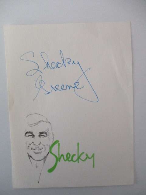 AUTOGRAPHED / SIGNED AND NOTE SHECKY GREENE COMEDIAN ACTOR A4 SIZE