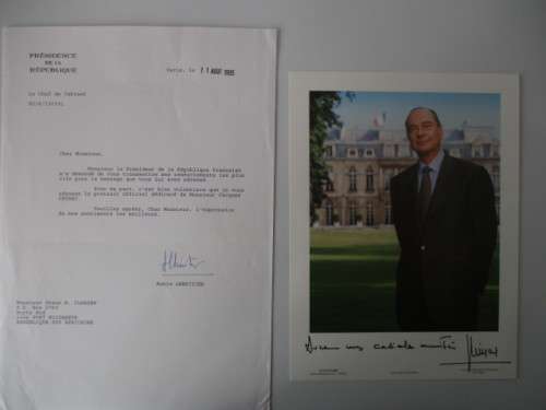 PRINTED AUTOGRAPH - PRESIDENT OF FRANCE  AND LETTER