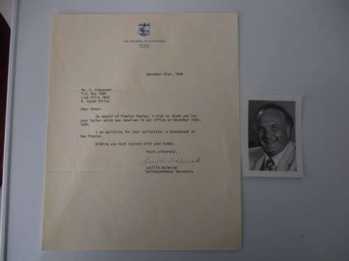 PHOTOGRAPH AND LETTER OF PREMIER PAWLEY OF WINNIPEG