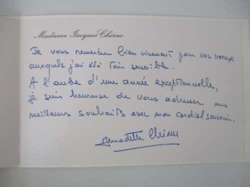 TWO PRINTED CHRISTMAS CARDS FROM PRESIDENT JACQUES CHIRAC AND MRS OF FRANCE