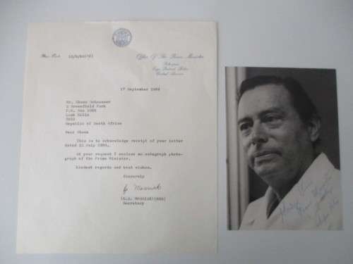 AUTOGRAPHED / SIGNED - FORMER PRIME MINISTER SIR MANUEL ESQUIVEL  OF BELIZE