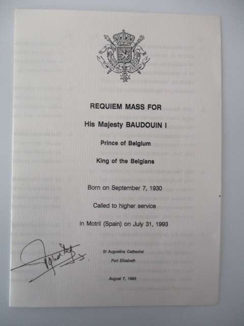 AUTOGRAPHED / SIGNED - DIDIER VANDERHASSELT CONSUL GENERAL  BELGIUM SIGNED  MASS PROGRAMME