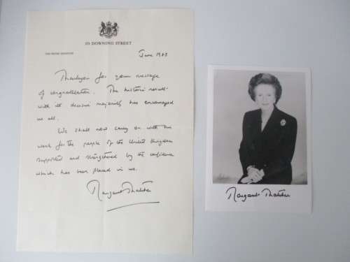 AUTOGRAPHED / SIGNED - MARGARET THATCHER AND PRINTED LETTER