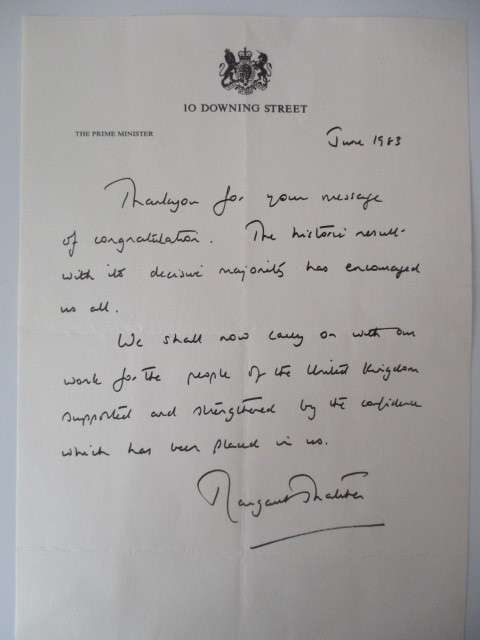 AUTOGRAPHED / SIGNED - MARGARET THATCHER AND PRINTED LETTER