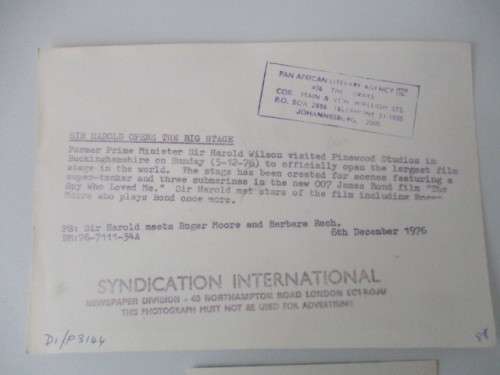 LADY WILSON LETTER  SIR HAROLD WILSON MEETS ROGER MOORE 007 JAMES BOND