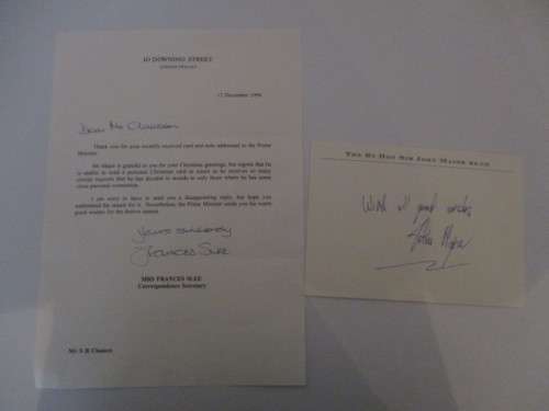 AUTOGRAPHED / SIGNED - SIR JOHN MAJOR  THANK YOU CARD FORMER UK PRIME MINISTER