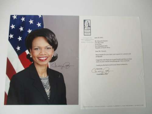 AUTOGRAPHED / SIGNED - CONDOLEEZA RICE  FORMER SECRETARY OF STATE