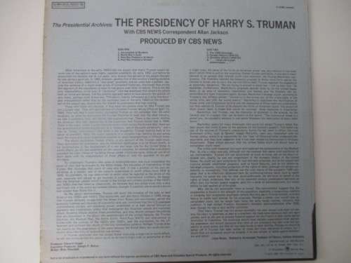 VINTAGE LP - THE PRESIDENCY OF HARRY S. TRUMAN  1974 HEAR  HIM NOW!!!  great condition!!!