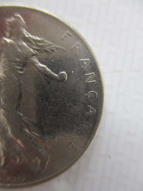 FRANCE  1 FRANC  COIN - 1964  - ERROR COIN S MISSING IN  FRANCAISE