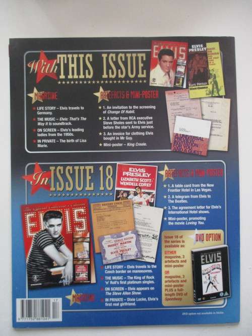MINI ELVIS POSTER AND 3 ELVIS DOCUMENT REPLICAS  AND MAGAZINE