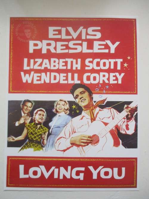 MINI ELVIS POSTER AND 3 COLLECTOR REPLICA ITEMS FROM ELVIS AND MAGAZINE