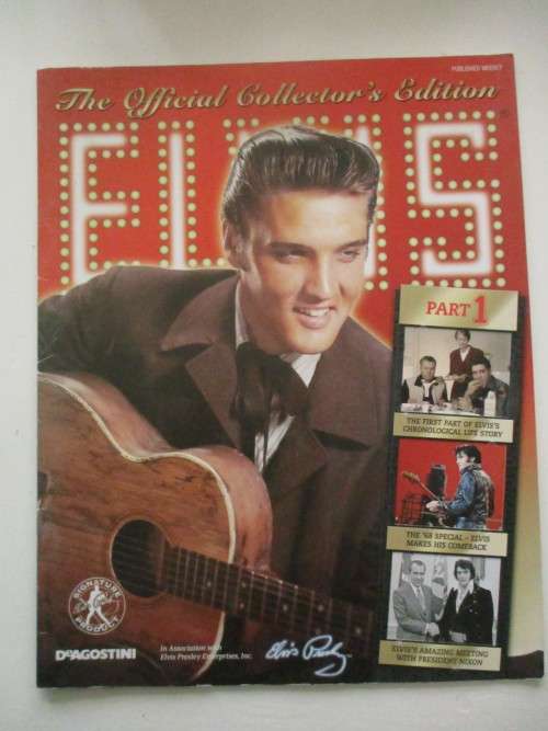 MINI ELVIS POSTER AND 3 COLLECTOR REPLICA ITEMS AND MAGZINE SEE BELOW