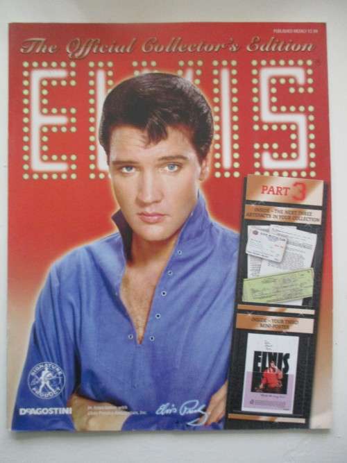 MINI ELVIS POSTER AND 3 COLLECTOR  ITEMS TRUST DEED DIXIE CARD FROM ELVIS PLUS MAGAZINE