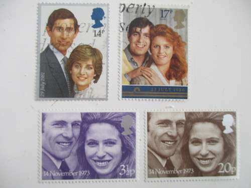 GREAT BRITAIN LOT OF 4 ROYAL WEDDING STAMPS TWO  MINT