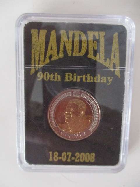 MANDELA LOT - FIRST DAY COVER - 90TH BIRTHDAY  CAPSULATED COIN AND NEWSPAPER