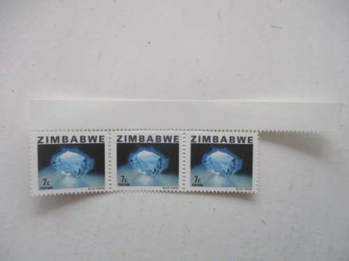 ZIMBABWE - BLUE TOPAZ MINT 7c STAMPS X 3