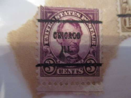 AMERICA - ABE LINCOLN AND HARDING PRINTED OVER CHICAGO ILL. STAMPS